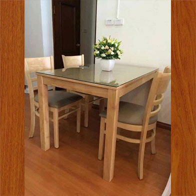 BÀN ĂN GỖ CAO SU 4 GHẾ MẪU VICTORIA 02