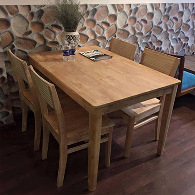 BÀN ĂN GỖ CAO SU TỰ NHIÊN 4 GHẾ MẪU NEW MODEL MÀU TỰ NHIÊN GỖ CAO SU