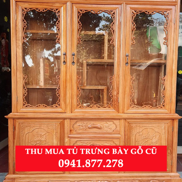 THU MUA TỦ TRƯNG BÀY GỖ CŨ